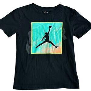 AIR JORDAN Boys Black Logo Tee Size MEDIUM 10-12y